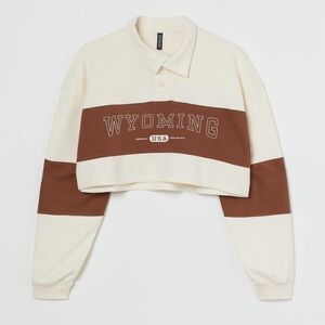 Divided Cream and Brown Crop Top